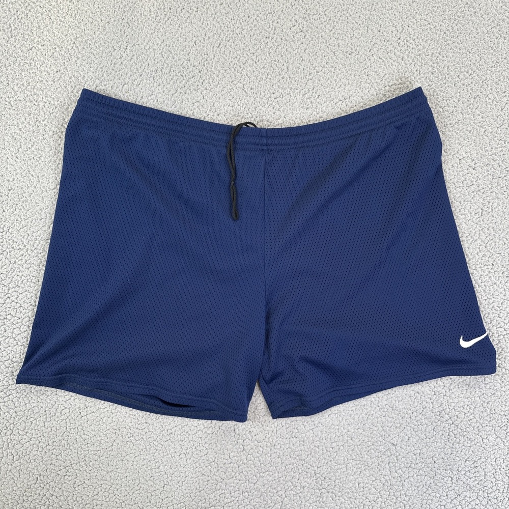 Vintage Nike Mesh Basketball Shorts Men 2XL‎ Blue Embroidered Swoosh Logo